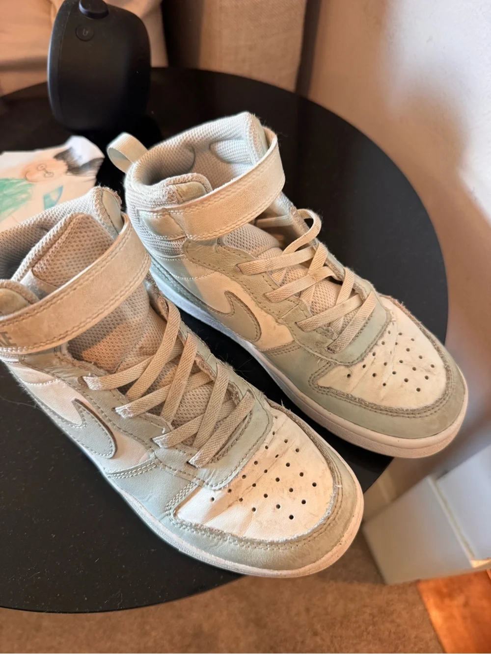 Nike Kids High-Top Sneakers in Light Gray and White